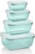 Ibenzoa® Set de 4 boîtes de conservation en plastique, 400 ml/800 ml/1,4 litre/2,3 litre – vert menthe, hermétique et étanche, lavable au lave-vaisselle, adapté au congélateur et au micro-ondes (sans couvercle)