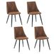 MEUBLE COSY Eetkamerstoelen, set van 4 keukenstoelen, ergonomische woonkamerstoel, retro stoel met rugleuning, zitvlak van vintage kunstsuède, metalen poten, bruin, 50,5x53,5x83cm