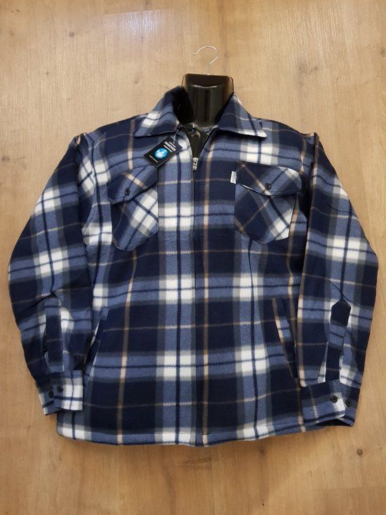 Houthakkers vest - Flanel - Teddy - Rits - Blauw/Bruin/Wit - Maat M