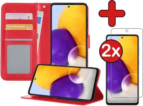 Samsung Galaxy A72 5G Book Case - Red - Includes Screen Protector