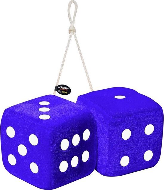 Simoni Racing Microfibre Big Dices 10x10cm - Blauw met Witte stippen - Set Ã 2 stuks