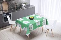 Bonamaison Tafelkleed, Anti-Mold, Sneldrogend, Waterdicht, 100% Polyester Tafellaken, Petroleum Groen, Wit, 140 x 140 Cm
