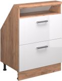 Vicco Rion Kast voor schuine wand – met 2 laden Wit hoogglans/goud power eiken