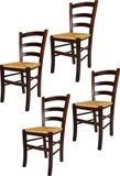 t m c s Tommychairs Venezia - Eetkamerstoelen - Set van 4 - Walnoot - Rotan