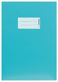 HERMA 19769 Kartonnen boekomslagen DIN A5, boekomslagen met tekstveld, van stevig en extra sterk papier, set van 10 nietbeschermers voor schoolschriften, turquoise