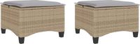 vidaXL Tuinkrukken met kussens 2 stuks 55x55x36 cm polyrotan beige