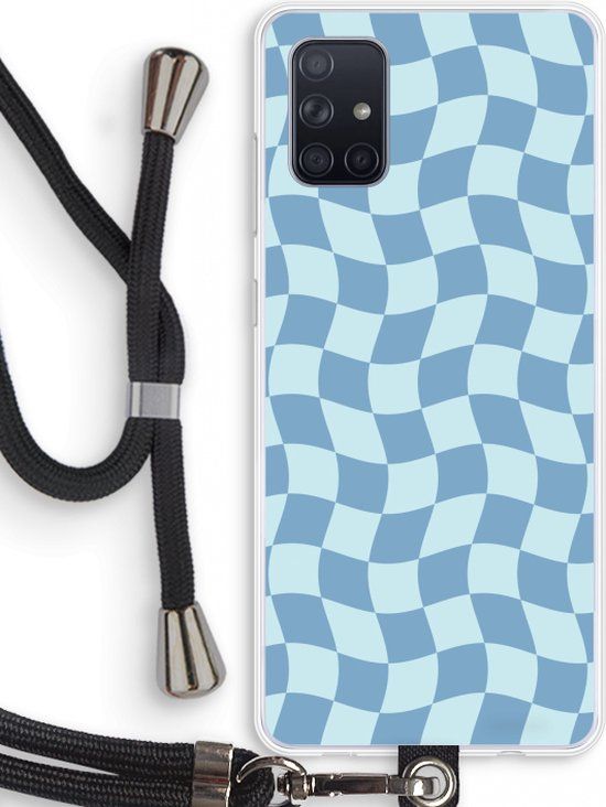 Case Company® - Samsung Galaxy A71 Case with Cord - Grid Blue