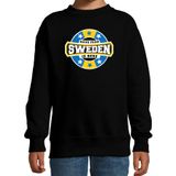 Bellatio Decorations Have fear Sweden is here sweater met sterren embleem in de kleuren van de Zweedse vlag - zwart - kids - Zweden supporter / Zweeds elftal fan trui / EK / WK / kleding 122/128