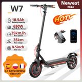 iScooter Elektrische Scooter W7 8,5 inch 36V 10,5Ah 650W motor 25-35km bereik 4 snelheidsstanden 35km/u dubbele schokdempers E-scooters