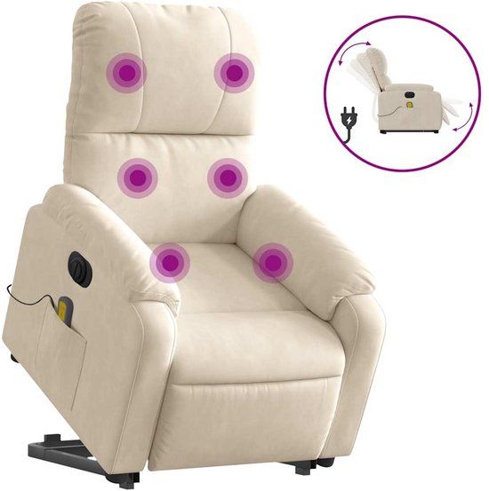 vidaXL Sta-op-massagestoel elektrisch verstelbaar microvezelstof beige