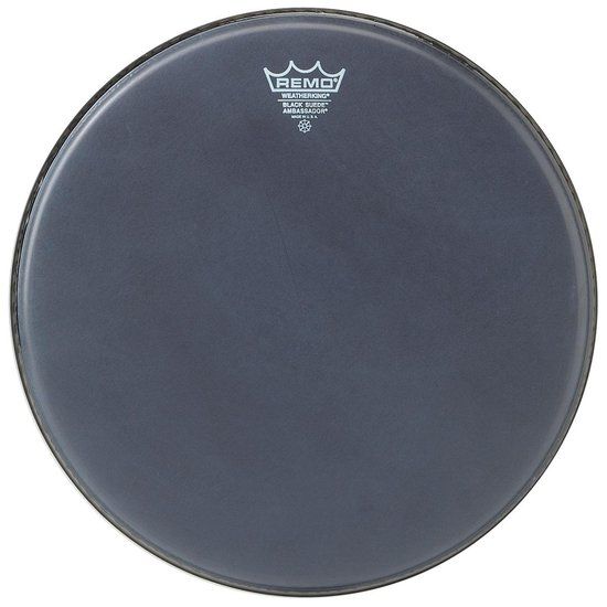 Remo Ambasador zwart Suede 16", Tom Batter/Reso - Tom vel