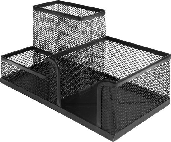 QUVIO Bureau organizer - 3 vakken - Staal - Zwart