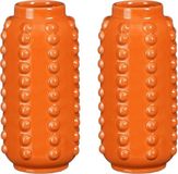 Mica Decorations Vaas - 2x - Boaz - Gebobbeld - Oranje - 18 x 8 cm