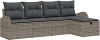 vidaXL Tuinbank Set 5-delig Grijs Polyrattan
