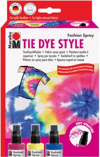 Marabu Tie-dye textielspuitverf set in modetrends, Roze, Blauw, Geel, 300 ml