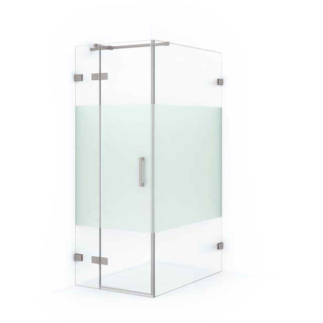 Maxaro Douchecabine Diamond 110x80cm 8mm Helder Veiligheidsglas met Matte Strook Geborsteld RVS