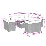 vidaXL 11-delige Loungeset met kussens, polyrattan, lichtgrijs