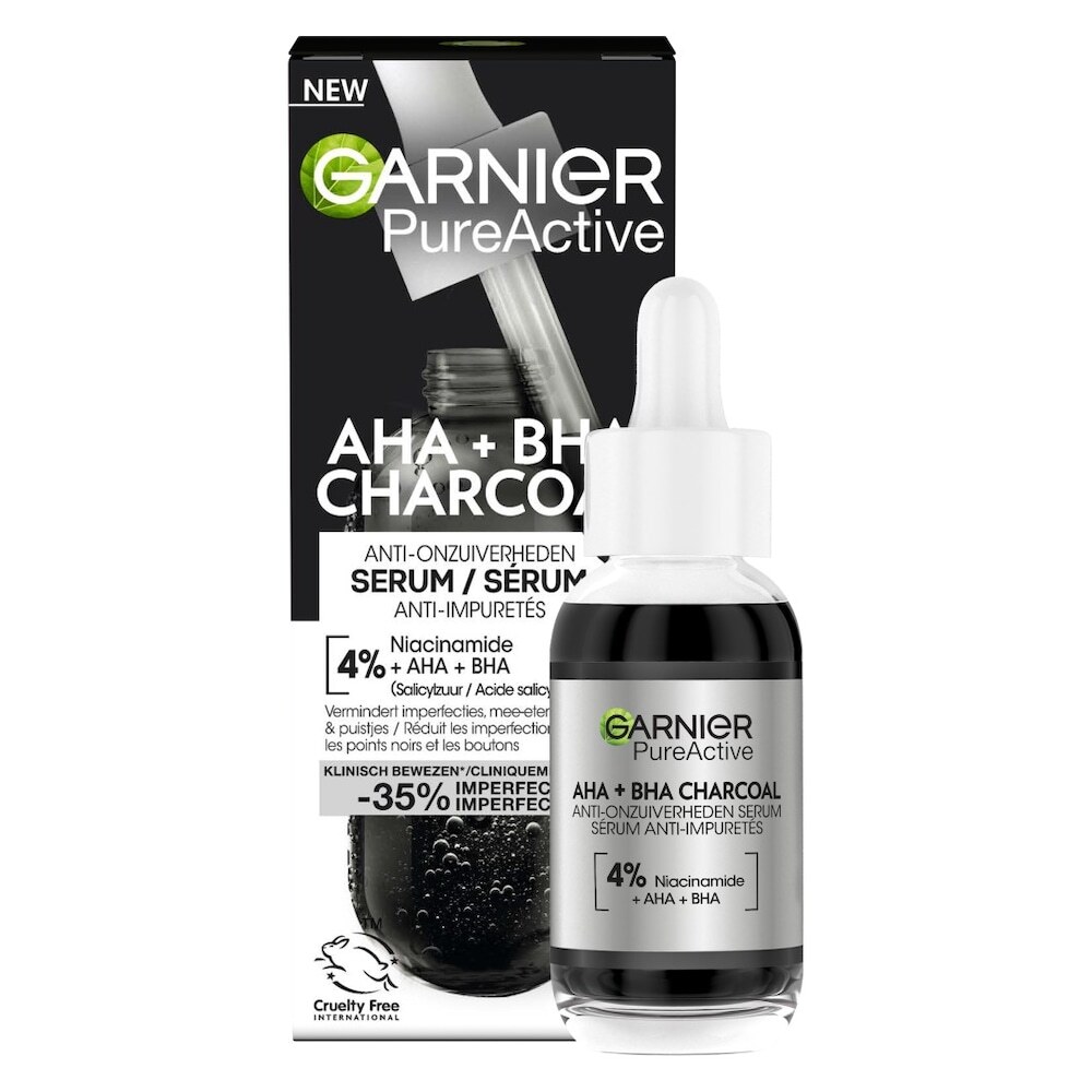 Garnier PureActive AHA + BHA Charcoal Anti-Onzuiverheden Serum Hydraterend serum 30 ml