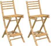 vidaXL Tabourets de bar avec repose-pieds pour extérieur - 2 pièces - pliables - bambou - Marron