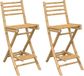 vidaXL Tabourets de bar avec repose-pieds pour extérieur - 2 pièces - pliables - bambou - Marron