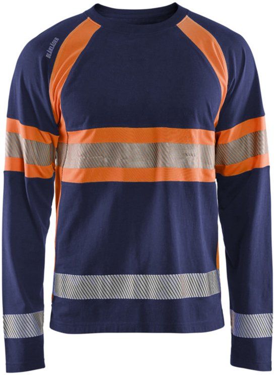 Blaklader High Vis T-shirt lange mouwen 3510-1030 - Marineblauw/Oranje - 4XL