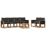vidaXL - Buiten - bank - set - 7 - st - Naturel - en - Zwart