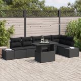 vidaXL Tuinbank - Set - 4 zitplekken - Zwart - Polyrattan
