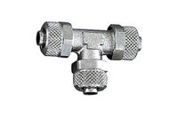 T-connector, RIEGLER T-connector, voor slang 5/3 mm, SW 8, werkdruk max. 18 bar, messing vernikkeld