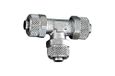 T-connector, RIEGLER T-connector, voor slang 5/3 mm, SW 8, werkdruk max. 18 bar, messing vernikkeld