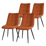 ML-Design eetkamerstoelen set van 4 oranje, woonkamerstoelen met stoffen bekleding & zwarte metalen poten, keukenstoelen met rugleuning, gestoffeerde stoelen voor eetkamer woonkamer keuken kantoor