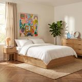 BAITA BAÏTA AMANA Bed met Lades 140x190 cm Wit & Rotan Look