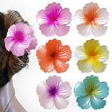 elzle 6 stuks bloemenhaarklemmen voor dames, Hawaï-haarspeld, kleurrijk, voor meisjes, dik en dun haar, antislip kunststof haarklemmen voor strandvakantie, dagelijks gebruik