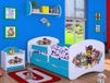BDW Lit enfant Super Dog Paw, lit bébé avec matelas et tiroir, lit anti-chute confortable et durable, chambre d'enfant, bleu (motif 3), 190 x 90 cm