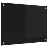 vidaXL Keukenachterwand Zwart 70 x 50 cm Gehard Glas