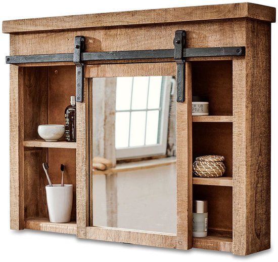 LOBERON Kast met spiegel Taylors Island bruin