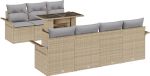 vidaXL Tuinbank Set 8-delig Beige Poly Rattan