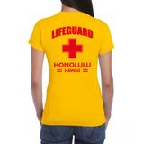 Bellatio Decorations Shoppartners Bv Lifeguard / strandwacht verkleed t-shirt / shirt Lifeguard Honolulu Hawaii geel voor dames - Bedrukking aan de achterkant / Reddingsbrigade shirt / Verkleedkleding / carnaval / outfit XS