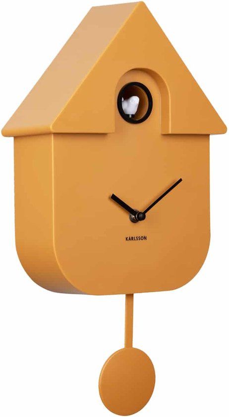 Karlsson Koekoeksklok Modern Cuckoo - Geel - 8.5x21.5x41cm - Wandklok