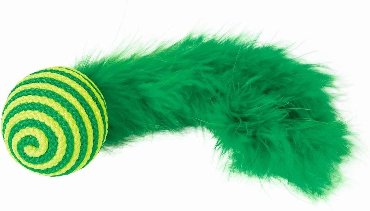 Nobby bal met ratel en veren - 19 cm - groen
