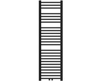 LuxeBath Sahara Badkamerradiator 400 x 1500 mm, mat zwart, recht, centrale aansluiting met aansluitset met hoekthermostaat, verchroomde muur, radiator, handdoekdroger