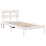 vidaXL Bedframe met hoofdeinde, wit, 90 x 200 cm, massief grenenhout