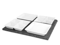 H & H 9200 dienblad met schaaltjes vierkant, leisteen, zwart modern, 31 x 31 x 5 cm zwart