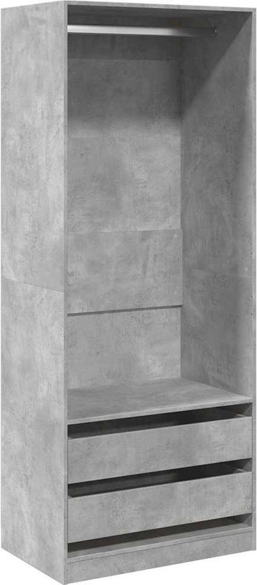 vidaXL Kledingkast - 80x50x200 cm - bewerkt hout - betongrijs