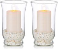 Glasseam Glazen kaarsenhouder voor kaarsen met een diameter van 75 mm, 2 stuks orkaan kaarsenhouder, bruiloftscentra voor receptietafels voor de decoratie van de eetkamer thuis