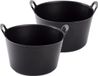 Merkloos Set van 5x Flexibele Emmer/Wasmand Zwart 56 Liter