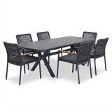AVH-Collectie Vespera Salta dining tuinset 220x100xH74 cm 7 delig antraciet keramiek