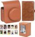 Fuji Set 4-en-1: Housse de protection, album pour cartes photo, étui, boîte et autocollants pour le Fuji Instax Mini 41 / Marron