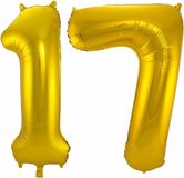 Folat Folie ballonnen - 17 jaar cijfer - goud - 86 cm