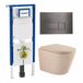 Geberit QeramiQ Dely Toiletset - 36.3x51.7cm - Geberit UP720 inbouwreservoir - rimless - diepspoel - 35mm zitting - softclose - bedieningsplaat gunmetal - rechthoekige knoppen - mat beige