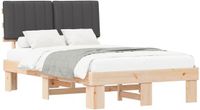 vidaXL Bedframe met Gevoerde Hoofdbord Donkergrijs 120 x 190 cm